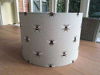 Bee Lamp Shade with Sophie Allport Bumble Bees Fabric, Pale Green Lampshade - Image 1 of 4
