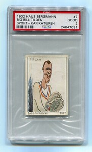 1932 Haus Bergmann Sport-Karikaturen 7 W.T. Big Bill Tilden PSA 2 vintage Tennis