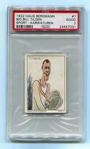 1932 Haus Bergmann Sport-Karikaturen 7 W.T. Big Bill Tilden PSA 2 vintage Tennis - Picture 1 of 2