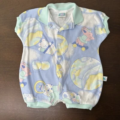 Vintage Little Me Romper Size 3 Months Circus Space Bear Elephant Collared Bunny - Image 1 of 4
