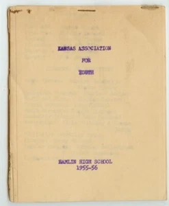 1955-56 Hamlin Kansas High School Association For Youth folleto Brown County - Imagen 1 de 1
