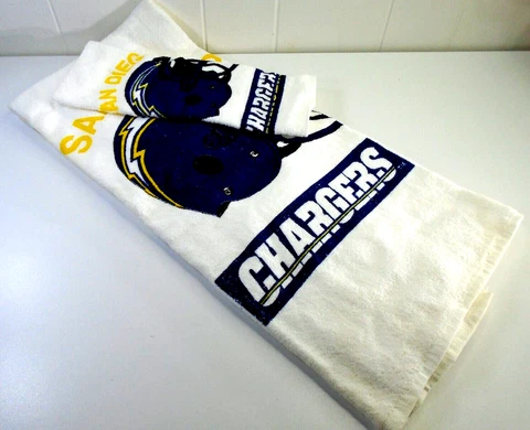 Vtg BIBB San Diego Chargers NFL Bath Towel Set 2pc 1990's NFL Football Cover