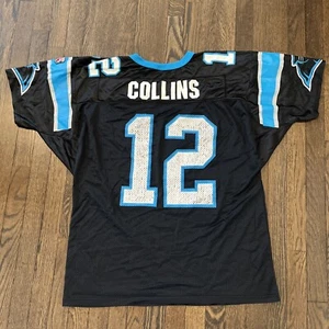 Carolina Panthers Jersey XL Wilson Kerry Collins Black Distressed - Picture 1 of 8