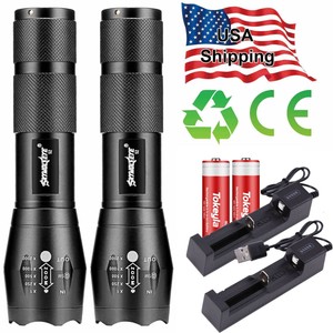 Super Bright LED Tactical Flashlight Zoomable Rechargeable 5Modes Military Torch