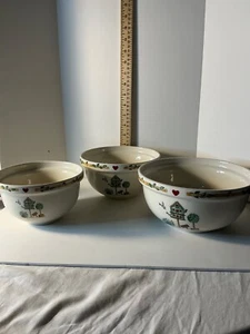Thomson Pottery Nesting Mixing/Serving Bowls | Birdhouse Pattern 3 set - Picture 1 of 6