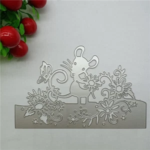 Mouse & Flower Metal Cutting Dies Stencils Scrapbooking Paper Cards Die Cuts F - Picture 1 of 4