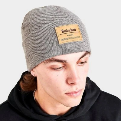 TIMBERLAND 1973 PARCHE DE CUERO UNISEX SUAVE ELÁSTICO PLIEGUE Gorro GRIS Sombrero OS NUEVO CON ETIQUETAS Foto 1 de 4