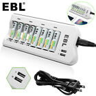 EBL Charger For AA AAA NI-MH NI-CD Rechargeable Batteries 1.2V w/ Dual USB Port