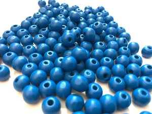 500 pcs Blue Wood Beads 8mm Bead Jewelry Making Wooden Round Craft Macrame 61b - Picture 1 of 1
