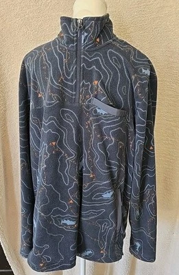 Sudadera Pullover Orvis Microfleece Para Hombre L Azul Naranja 1/4 Cremallera Mapa de Peces Foto 1 de 4