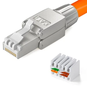 CAT7 Netzwerkstecker RJ45 Netzwerk Stecker werkzeuglos Verlegekabel AWG23 LAN - Afbeelding 1 van 16