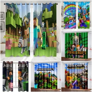 Minecraft Pair Thick Blackout Curtains Bedroom Top Eyelet Window Drapes 2PCS UK - Picture 1 of 28