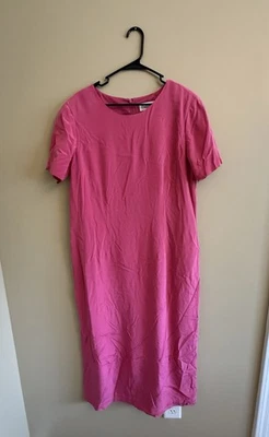 Vestido largo Chadwick’s 100 % seda rosa, manga corta. Flujo de luz tamaño 16 Foto 1 de 4