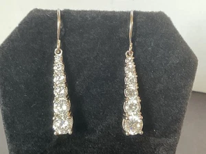 Pendientes colgantes graduados vintage de plata de ley 925 con cristales facetados - Imagen 1 de 6