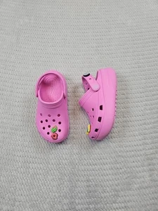 Croc Shoes Child Size 12 Pink Platform Slip On - Picture 1 of 10