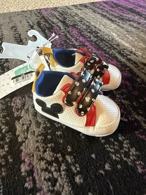 Disney Baby Mickey Mouse Infant Slip-on shoes Red Black Yellow NWT 3-6 Months - Image 1 of 4