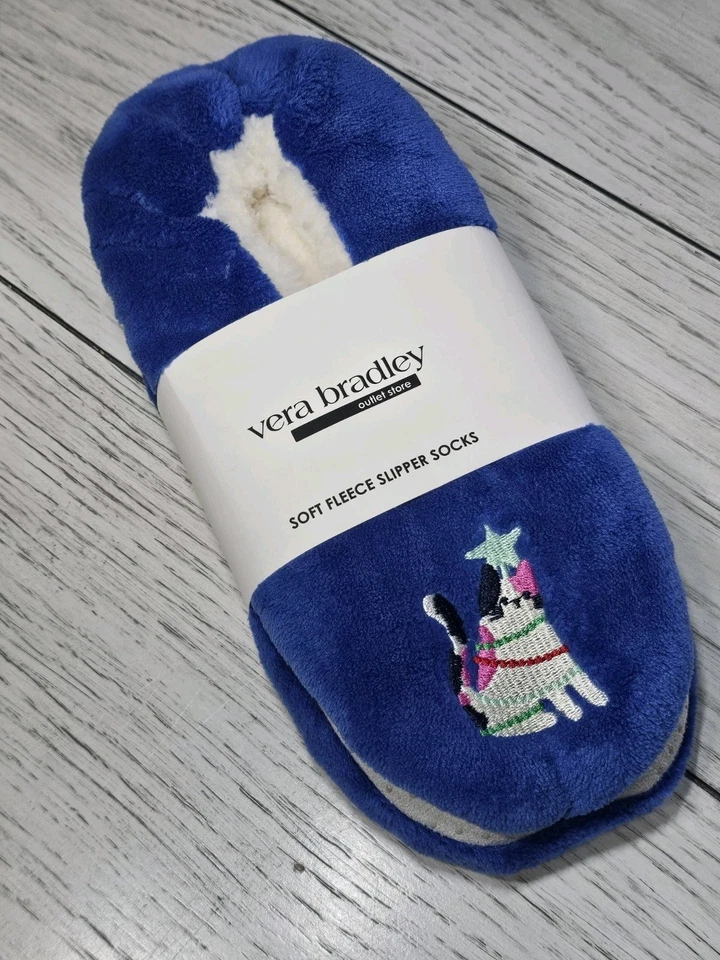 Edición de vacaciones Vera Bradley CATNIP NAVIDAD Suave Vellón Zapatilla Calcetines Gatos MED Foto 1 de 4