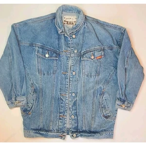 Chaqueta vaquera vintage Jordache unisex mediana de mezclilla cónica azul lavado ácido - Imagen 1 de 17