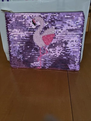Bolso de Cosméticos Maquillaje Lentejuelas Metálicas TARTE PINK FLAMINGO - Rosa/Púrpura - ¡NUEVO! Foto 1 de 2