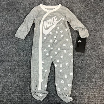 NIKE Mono Estampado con Pies Bebé/Niño Pequeño Gris Jaspeado/Blanco | 9 Meses | Nuevo con Etiquetas Foto 1 de 4