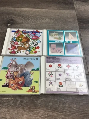 Lote de 4 tarjetas de memoria de diseño Janome máquina de coser bordado Foto 1 de 4