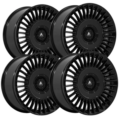 (Set of 4) Asanti ABL 40 Tiara 22x9 5x112/5x120 +35mm Gloss Black Wheels Rims - Image 1 of 4