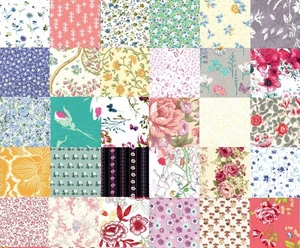 Genuine Vintage 100% Cotton Fabric 30 Floral 5" Charm Squares Collection B - Picture 1 of 6