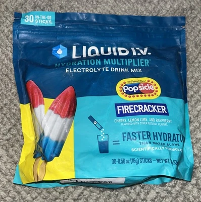 Liquid IV ~ Firecracker Popsicle ~ Electrolytes ~ 30 Sticks ~ Sealed ~ Exp.7/26 - Image 1 of 4