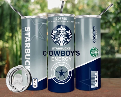 20oz Dallas Cowboys Starbucks insulated tumbler with box lid and straw Cover