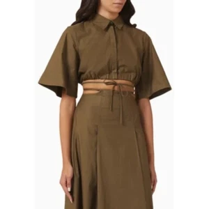 SIGNIFICANT OTHER Addison ausgeschnittene Popeline kurze Bluse khaki Größe 8 200 $ - Bild 1 von 7