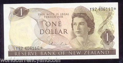 新西兰 1 美元 P163 d 1981 年女王 * 替换 UNC 鸟 GB 英国银行钞票 — 第 1/2 张图片
