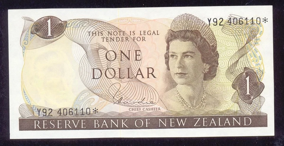 NEW ZEALAND 1 DOLLAR P163 d 1981 QUEEN * REPLACEMENT UNC BIRD GB UK BANK NOTE - Image 1 of 2