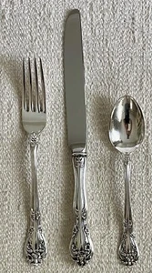 Alvin Sterling Silver CHATEAU ROSE 3 Piece Place Setting - Picture 1 of 9