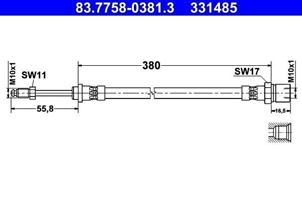 Manguera de freno ATE para Ferrari 208308 Mondial 308 GTB Qv GTS 8 118101 Foto 1 de 1