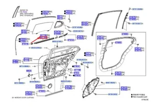 LEXUS ES Z10 Rear Left Inner Door Window Strip 6817433110 NEW GENUINE - Picture 1 of 2