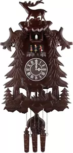 Vivid Large Deer Handcrafted Wood Cuckoo Clock with 4 Dancers Dancing with Music - Picture 1 of 7