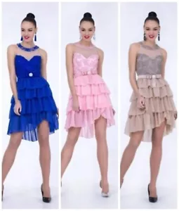 COCKTAIL WOMEN DRESS BEIGE OR BLUE - Picture 1 of 3