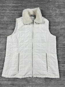 Jane Ashley Vest Womens Petite Small Ivory Quilted Full Zip Mock Neck - Picture 1 of 12
