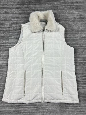 Jane Ashley Vest Womens Petite Small Ivory Quilted Full Zip Mock Neck - Image 1 of 4