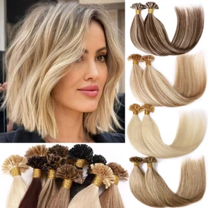 Hair Extensions Pre Bonded U Tip Nail Hair Keratin 100% Real Remy Human Hair 1g - Picture 1 of 26