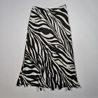 Hallhuber Womens Skirt Black 8 UK Zebra Print Satin Maxi A Line