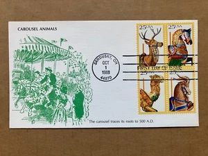 1988 25c Carousel Animals 2390-2393 KMC Venture First Day Cover - Picture 1 of 2