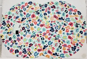 Set of 2 Same Round PVC Polyvinyl Placemats (15"Dia.) NEON LEOPARD MULTICOLOR,HL - Picture 1 of 9
