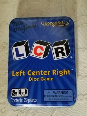 LCR® Left Center Right™ Dice Game -THE ORIGINAL GAME - Blue Tin~NEW - Image 1 of 4