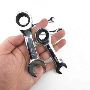 Short Handle Adjustable Head Ratchet Wrench Mini Repair Dual-purpose Wrench Tool - Picture 1 of 13