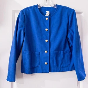 Vintage 70er 80er Damen blaue Blazerjacke Größe 14 Made in USA - Bild 1 von 4