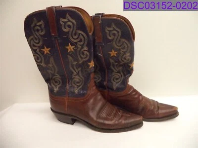 Botas femininas tamanho 9 Lucchese N7192 1883 fantasia estrela costurada azul cowboy ocidental - Imagem 1 de 4
