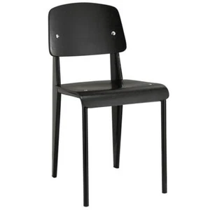 Modway Cabin 18.5" Modern Steel and Wood Dining Side Chair in Black - Picture 1 of 5