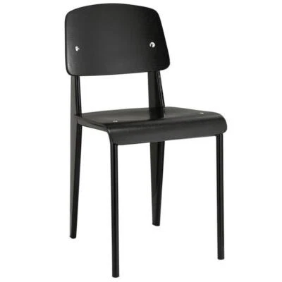 Modway Cabin 18.5" Modern Steel and Wood Dining Side Chair in Black - Image 1 of 4