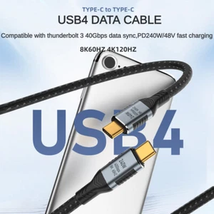 40Gbps Data Cable Type-C Male to Male 240W Fast Charging 8K60Hz Casting Cables - Photo 1 sur 10